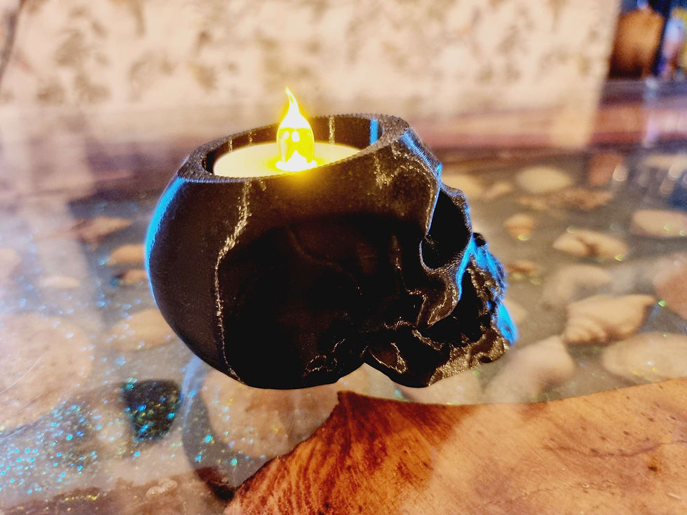 Thumbnail: Skull Head Gothic tealight holder led candle gift box set
