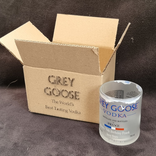 Grey Goose Vodka Bottle Upcycled Glass handmade can personalise