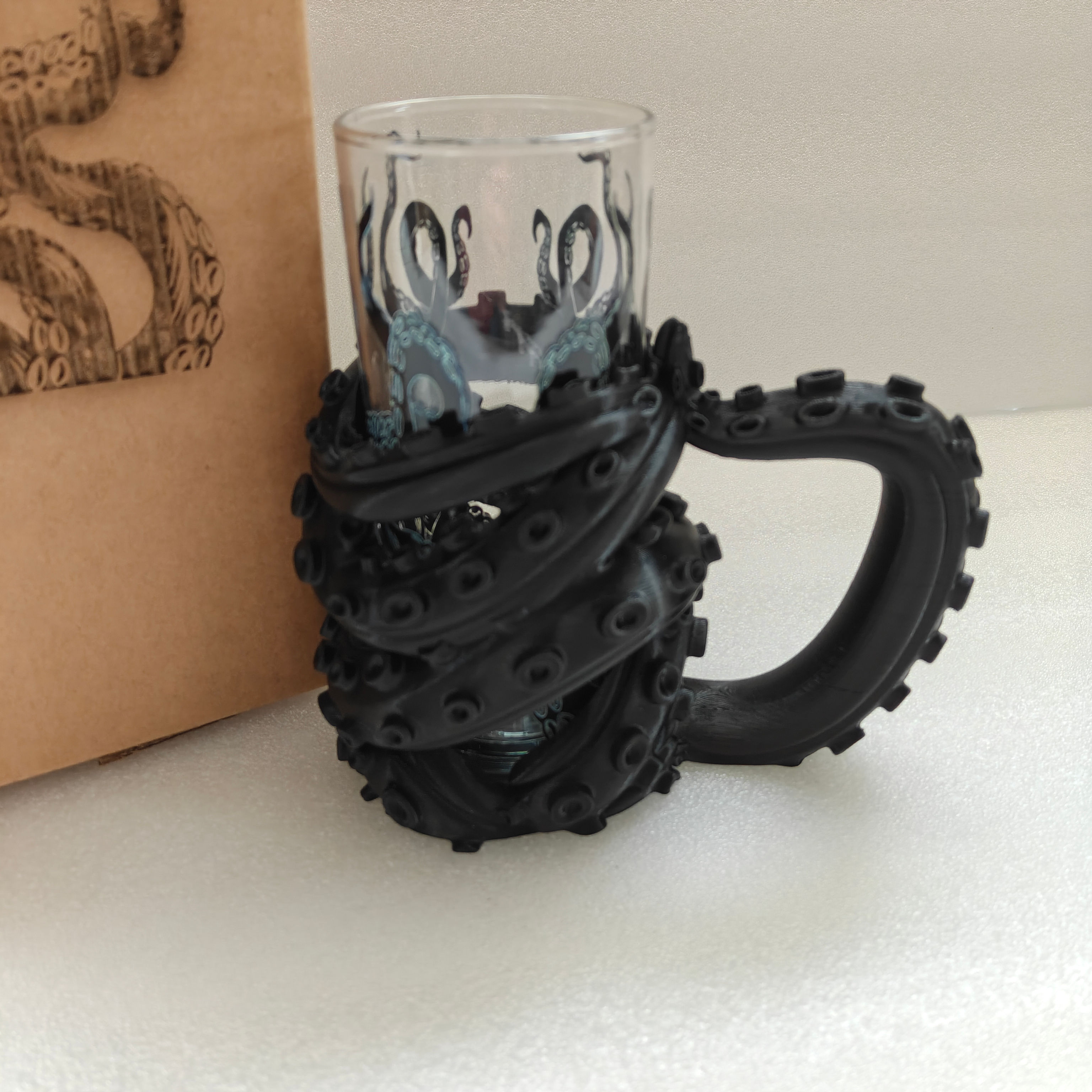 Octopus tentacle black and glass gift box set personalised