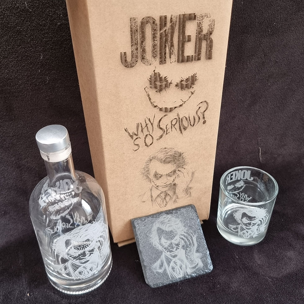 Thumbnail: Joker decanter glass box sets can be personalised