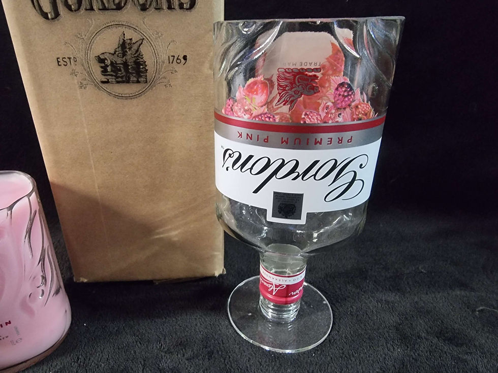 Thumbnail: Gin Pink candle and glass upcycled gift box set personalised