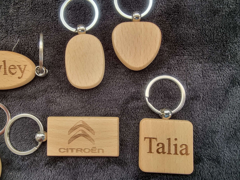 Thumbnail: Wooden keyrings personalised one or both sides