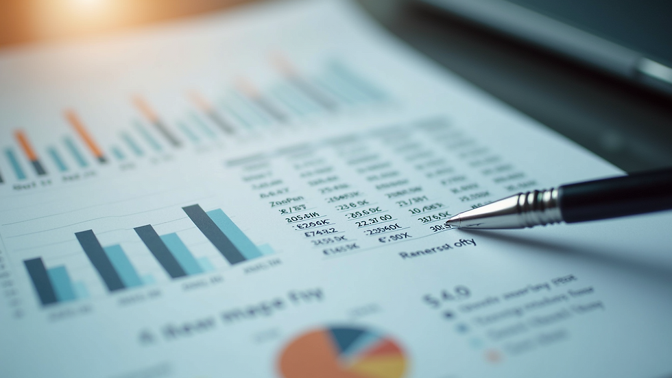 Close-up view of a laptop screen showing a business financial spreadsheet