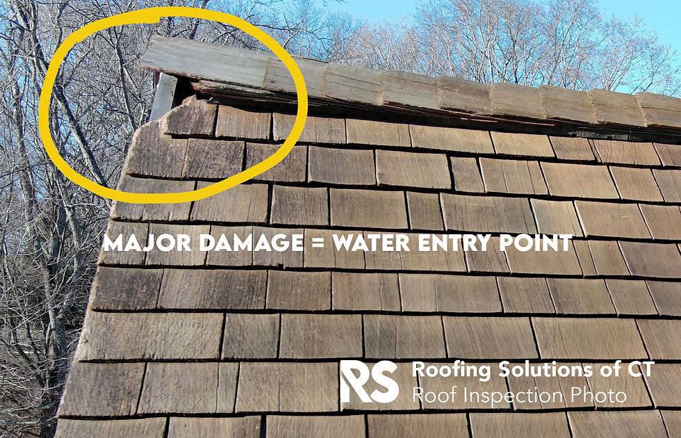 Close-up view of cedar roof shingles showing natural texture and gaps