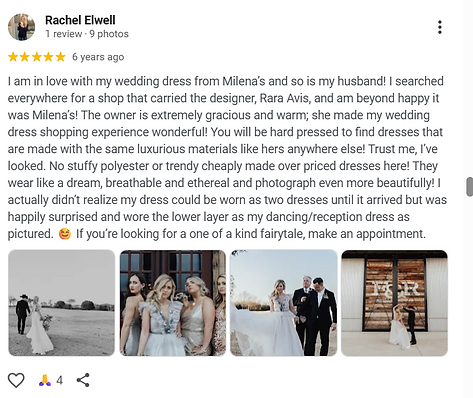 “wedding dress in Dallas by Mila Maya Couture at Milena’s Bridal”