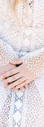 close up wedding dress in boho lace