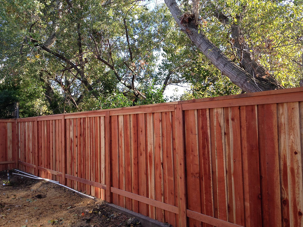 Picture frame board on board new redwood fence installed in Folsom, CA by Fence Lifts