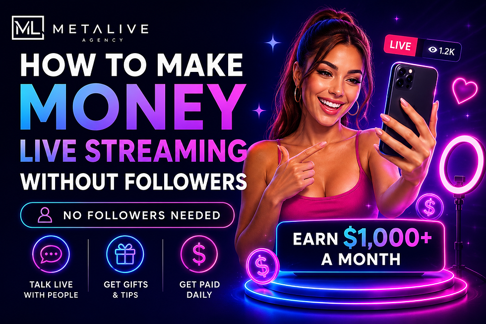 Woman livestreaming from her phone while learning how to make money live streaming without followers through creator apps like Salsa Live.