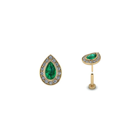 Emerald and Diamond Facial Stud