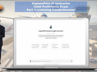 "CaptainPilot AI Instructor offers engaging English language training tailored for aviation professionals, focusing on ICAO proficiency standards with interactive exercises and practical guidance."