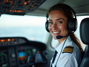 A Pilot Smiling Confidently In The Cockpit