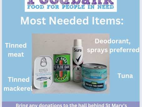 This week’s most needed items 15th May 2023