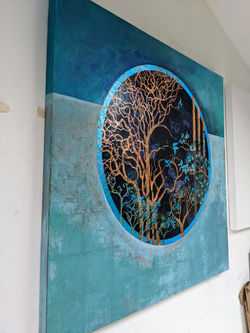 Midnight Copper 120cm x 120cm x5cm available @noonpowellfineart