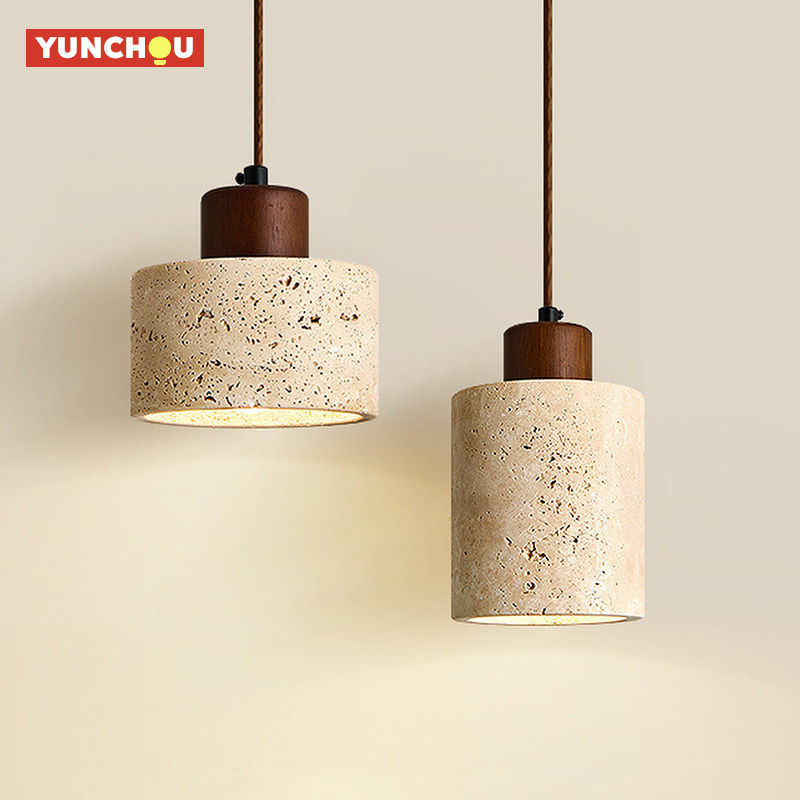 Japanese Modern Designer Wabi Sabi Yellow Cave Stone Chandelier for Bedroom Beds