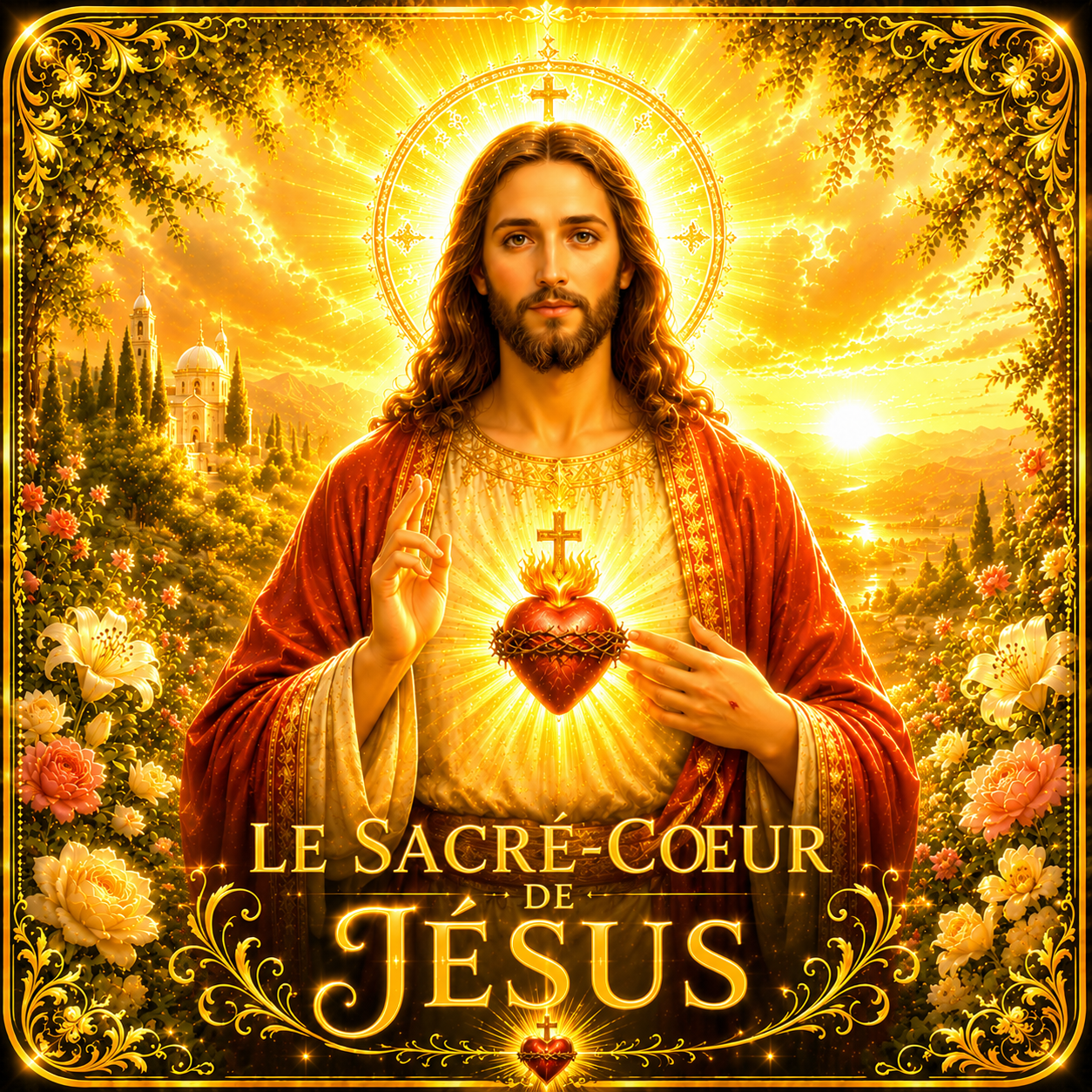 Sous-verre « Le Sacré-Cœur de Jésus » – Amour, Miséricorde, Paix, Espérance
