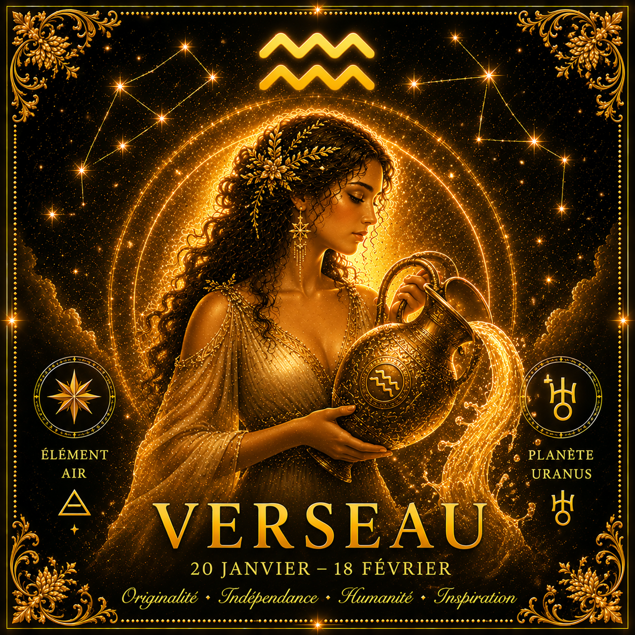 Sous-verre « Verseau » –signe astrologique