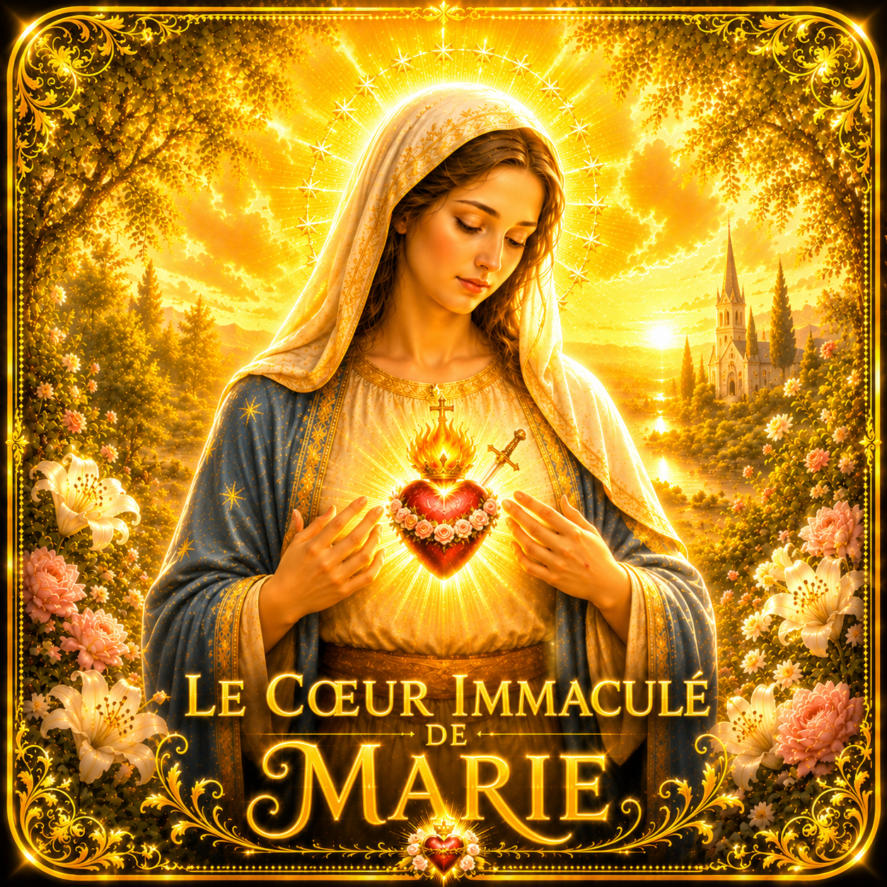 Sous-verre « Le Cœur Immaculé de Marie » – Amour, Pureté, Espérance, Protection