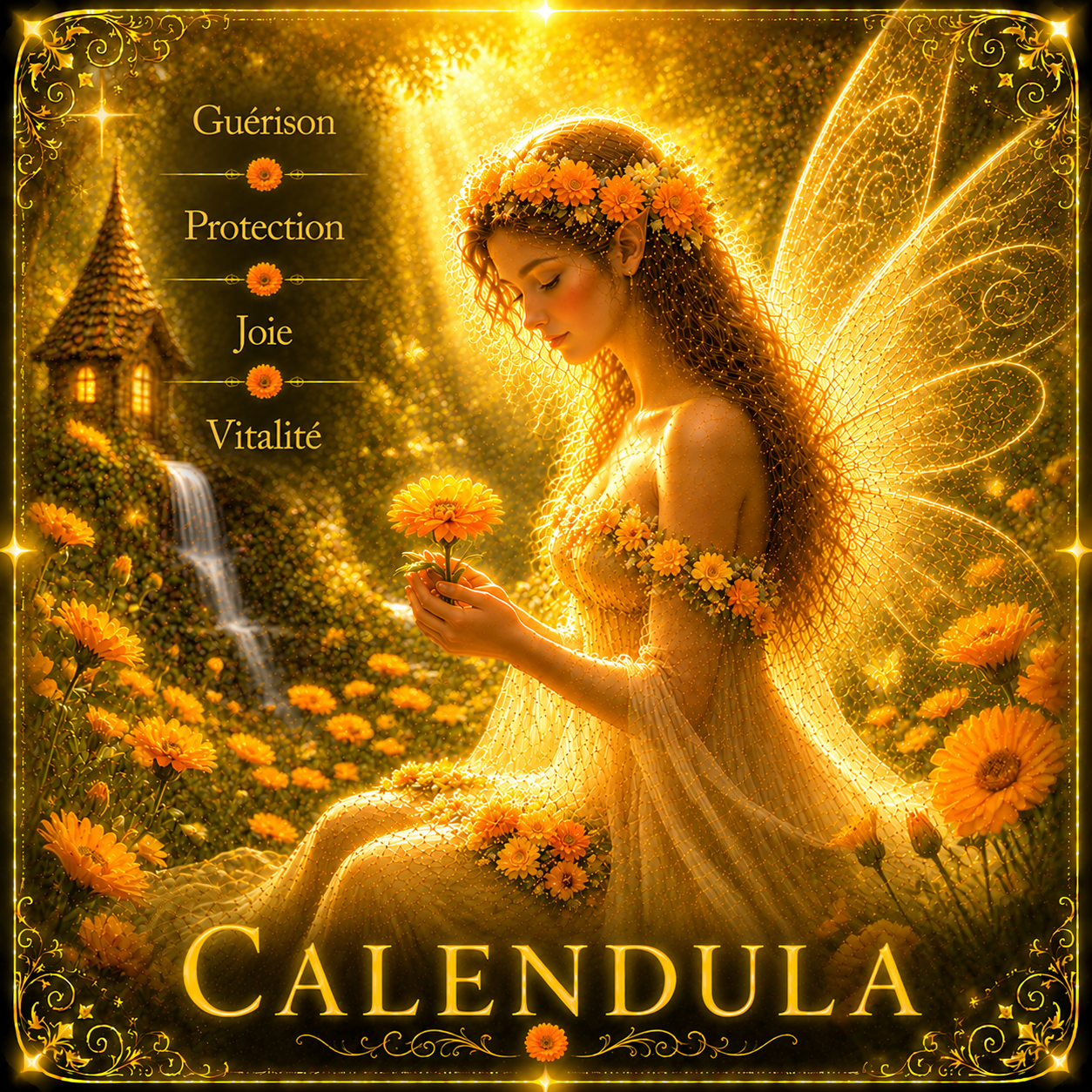 Sous-verre « Calendula » – Guérison, Protection, Joie, Vitalité