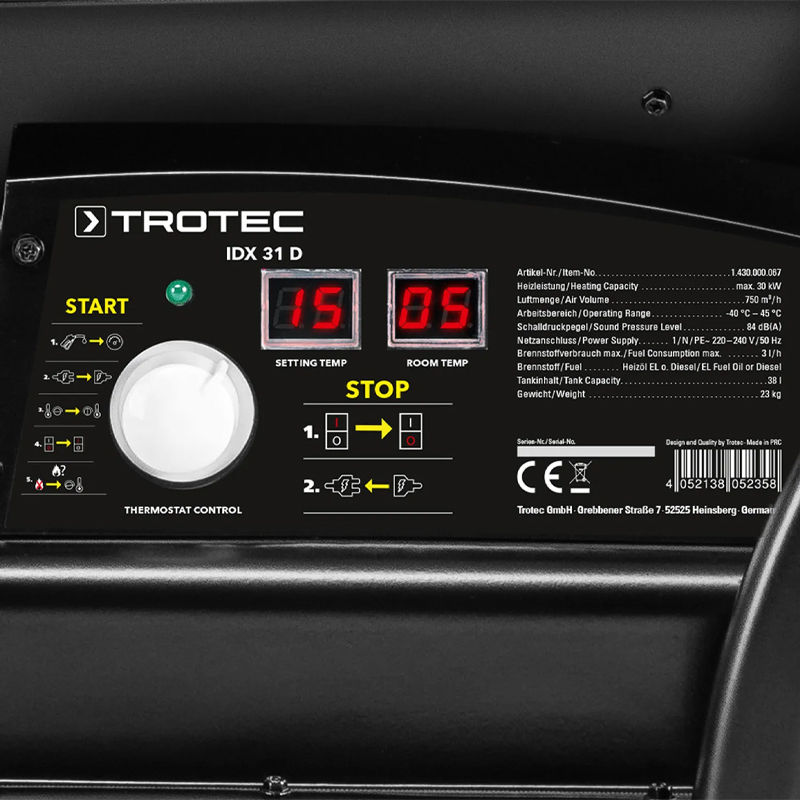 Miniatură: Incalzitor cu motorina cu ardere directa 30kW, TROTEC tip IDX31D