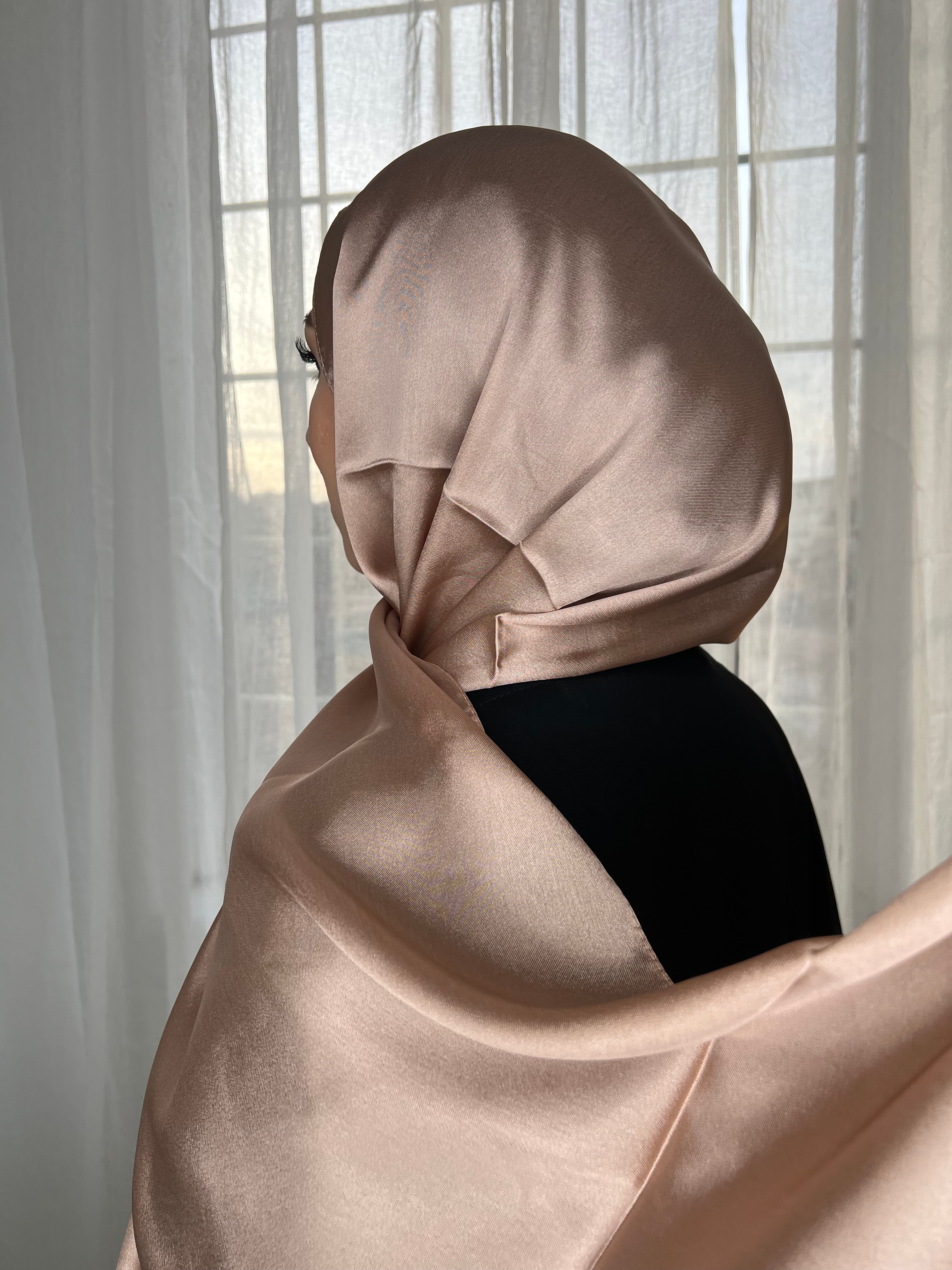 Rose Gold Silk Satin Hijab