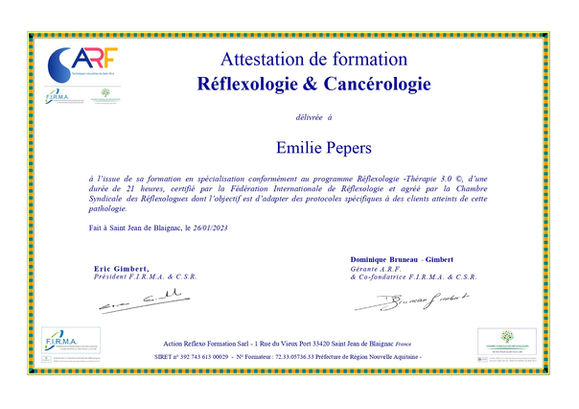 de Réflexologie et cancérologie d'Emilie Pepers à Lannion