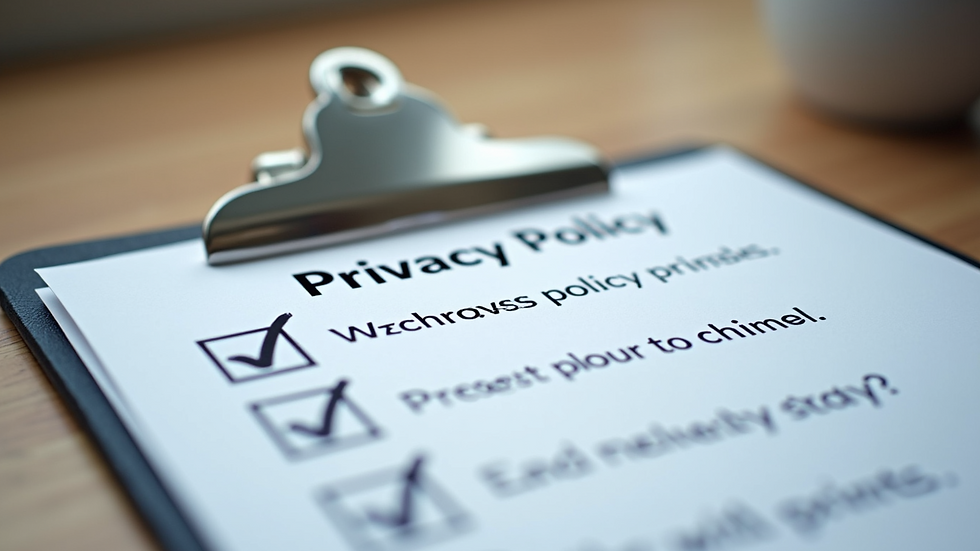 Close-up view of a checklist on a clipboard with privacy policy points