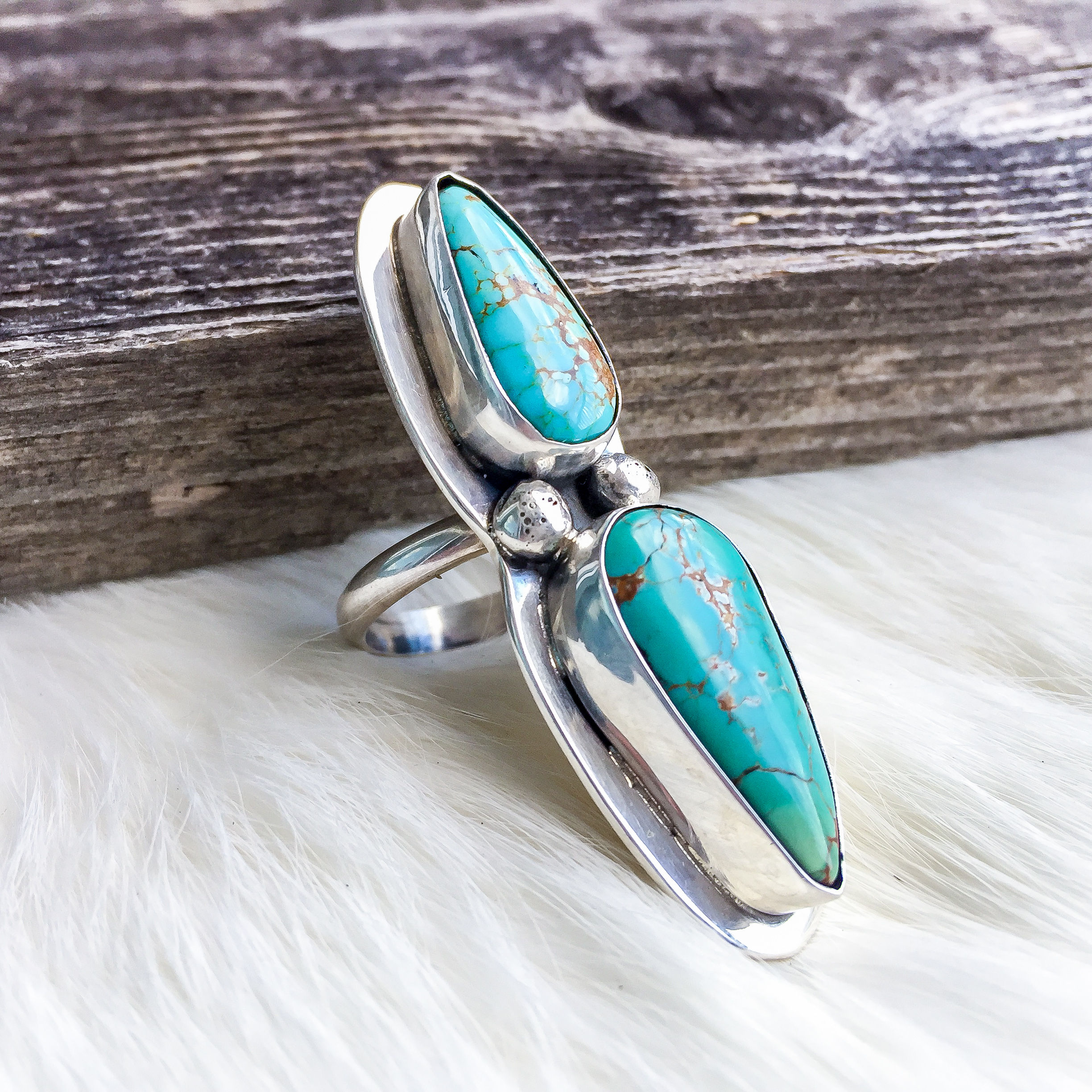 NUMBER 8 TURQUOISE STERLING SILVER RING