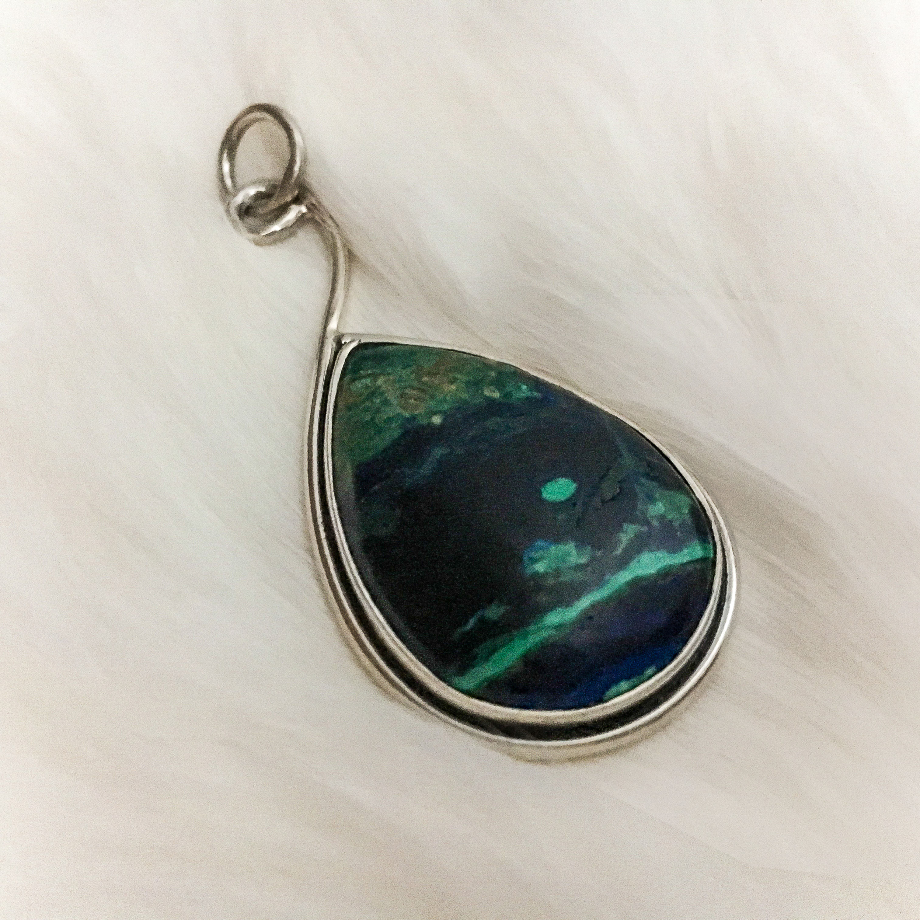 AZURITE MALACHITE STERLING SILVER PENDANT