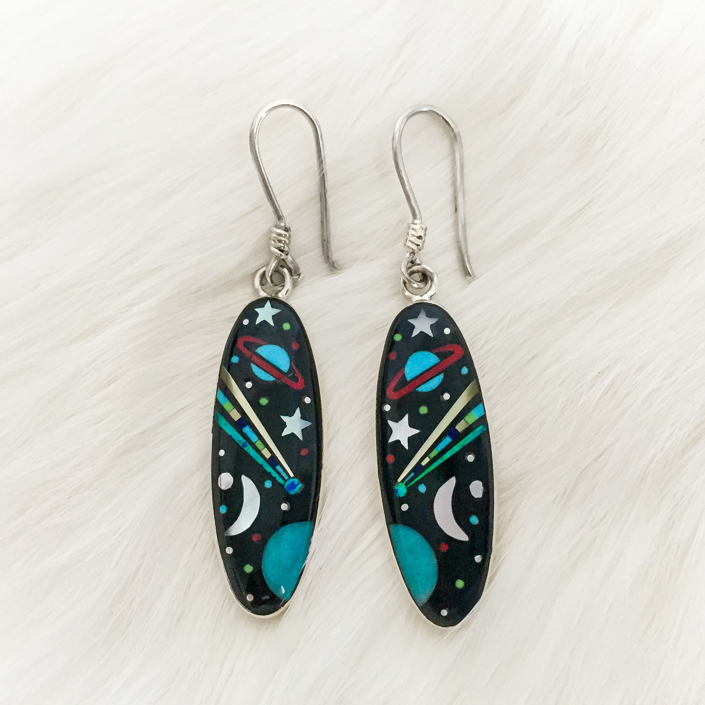 MICRO INLAY STERLING SILVER EARRINGS