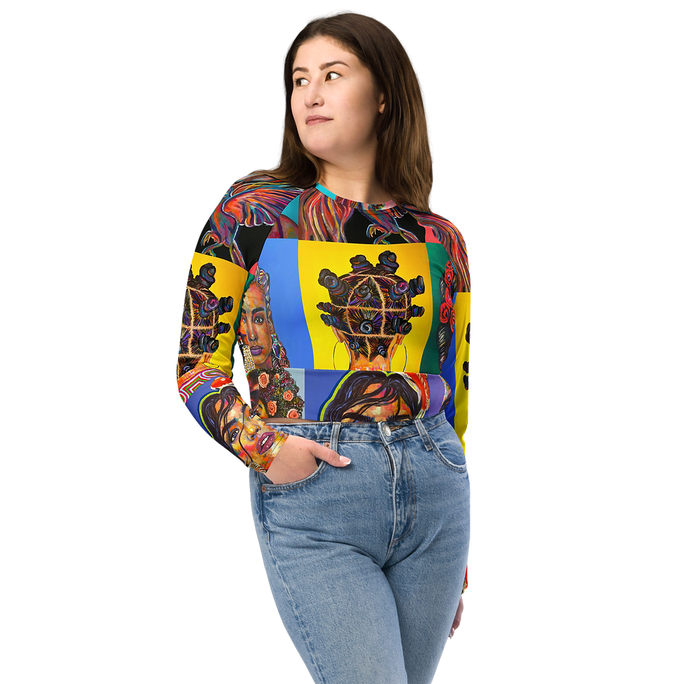 Thumbnail: WHM Color Block Long Sleeve Crop Top