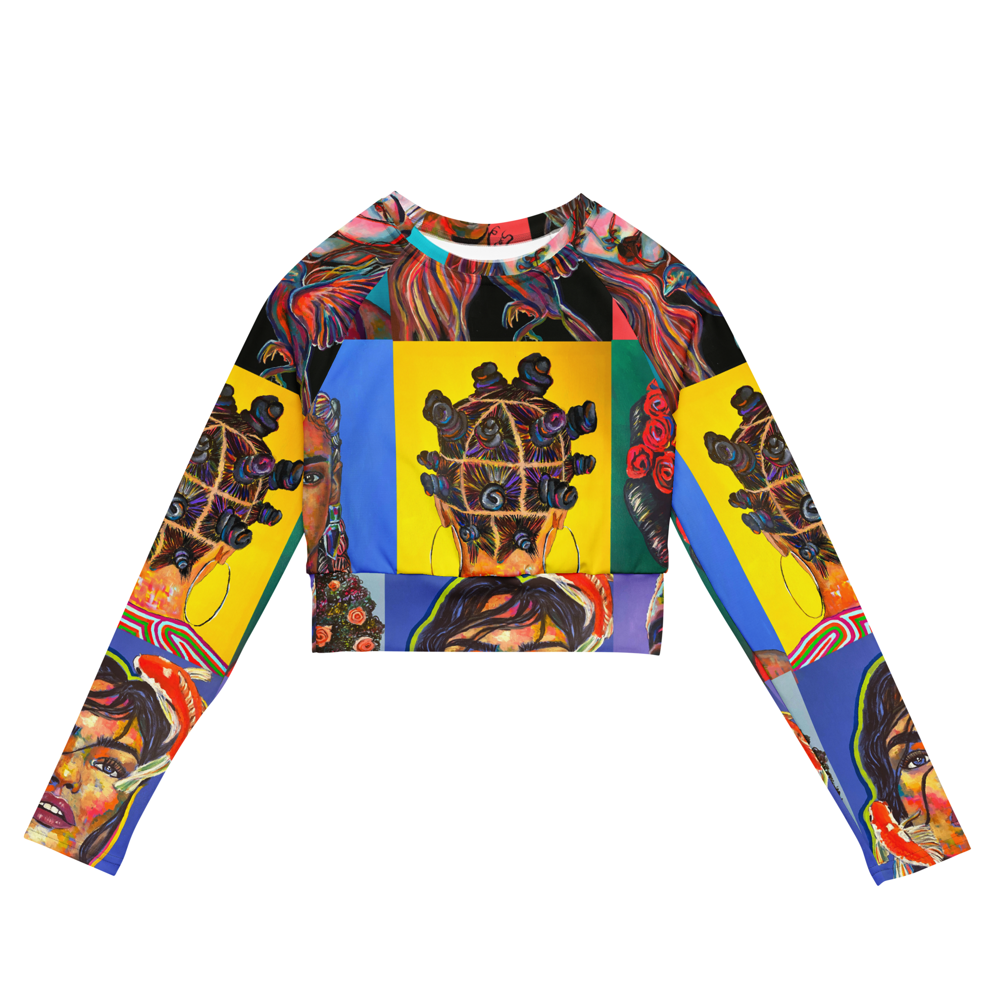 WHM Color Block Long Sleeve Crop Top