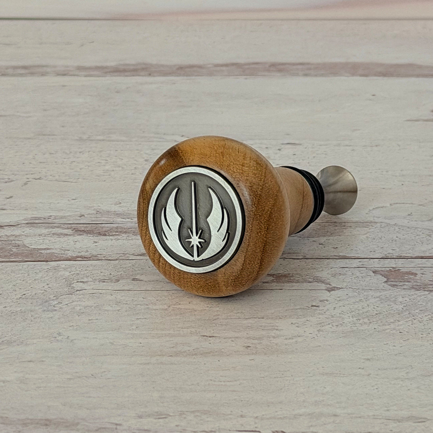 Jedi Shield Themed Black Walnut Bottle Stopper