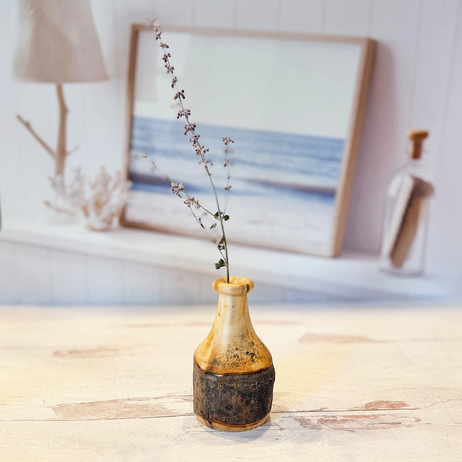 Handcrafted Fig Tree Live Edge Twig Pot 011 for displaying flowers or decorative stems