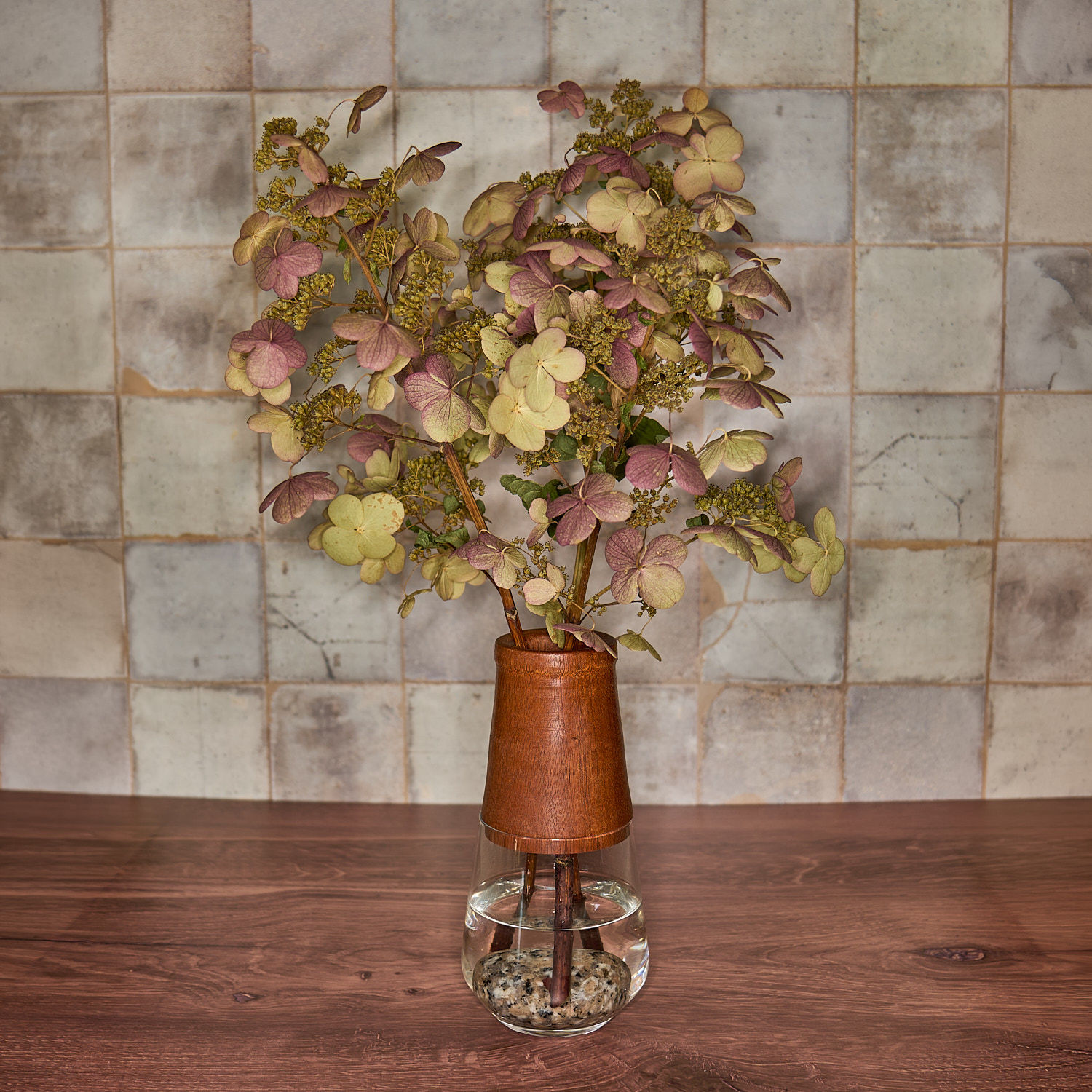 Sapele Wood and Glass Vase 010