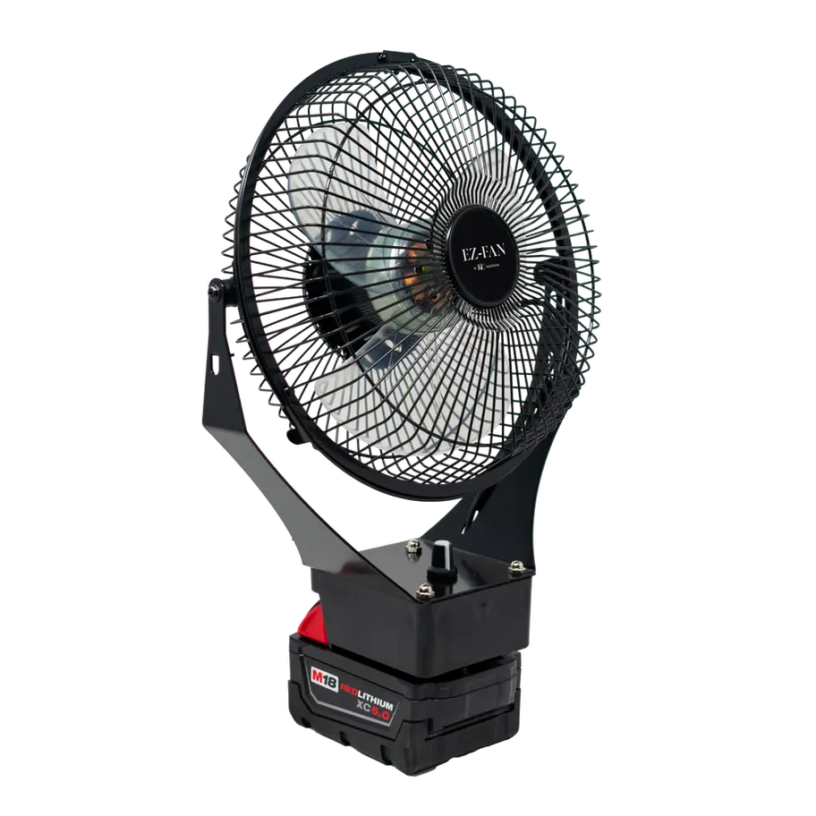 Angled view of EZ-Fan battery powered fan