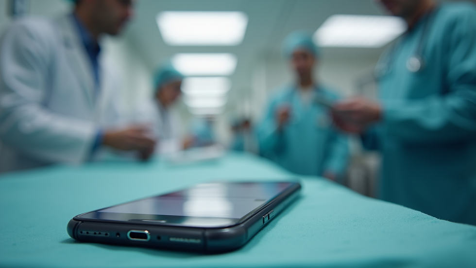 Eye-level view of a smartphone with medical documentation application