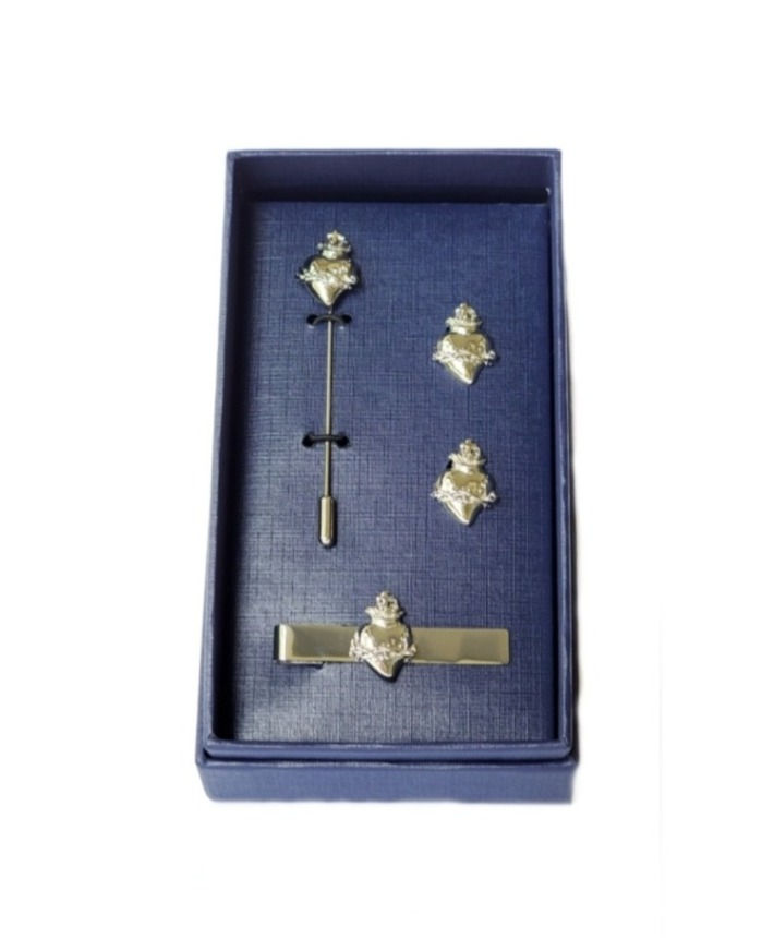 Sagrado corazón de Jesús pin de solapa | gemelos | conjunto de barra de corbata