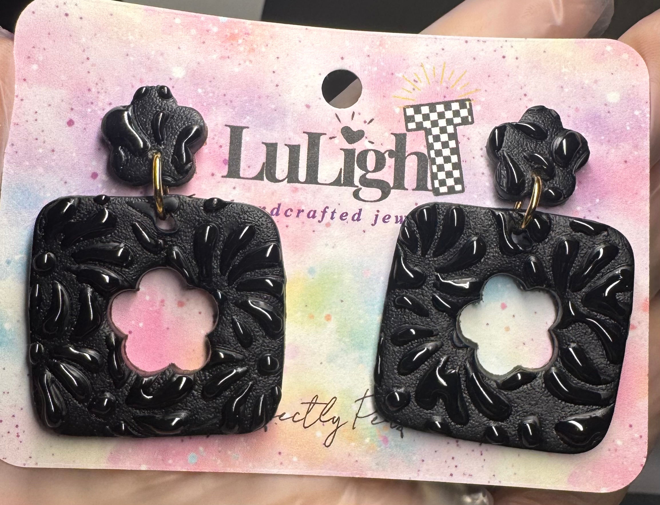 Midnight Bloom Square Dangle earrings