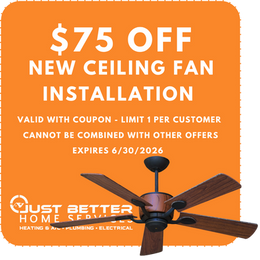 Just Better Coupon: $75 Off New Ceiling Fan Installation