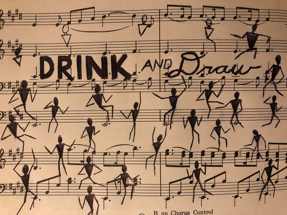 "Drink and Draw" art workshop promo