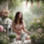 A woman sits peacefully at a clean, sunlit surface with a journal and a cup of tea. Soft spring light streams through a window, casting a gentle glow through the window. The scene evokes calm, clarity, and the promise of new beginnings.