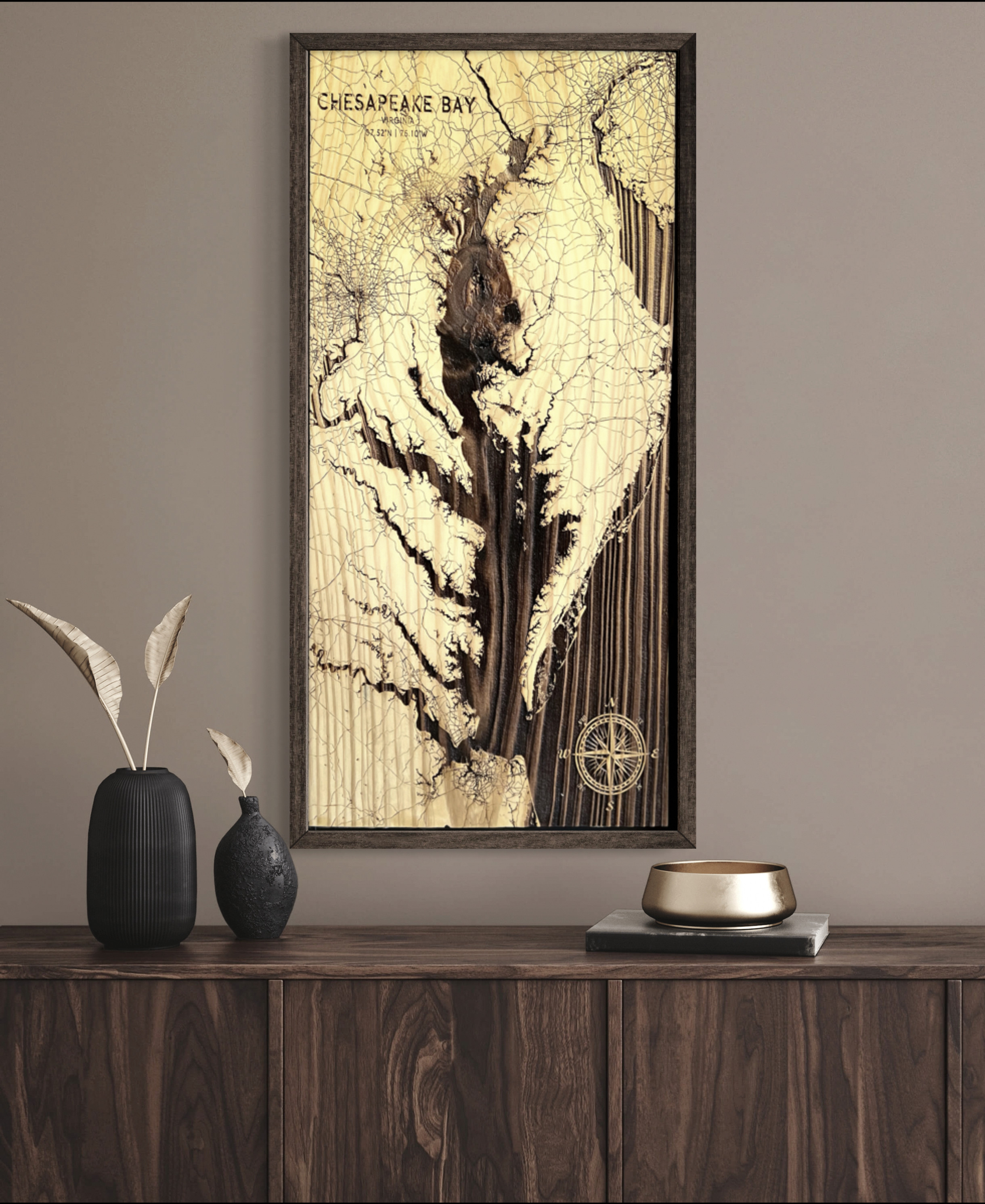 Engraved Chesapeake Bay Framed Art