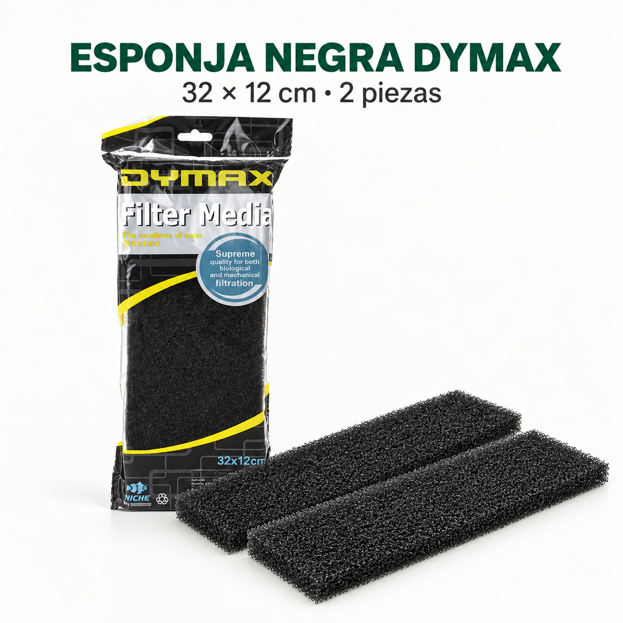 Esponja Negra DYMAX Bio Sponge – Filtración Mecánica y Biológica