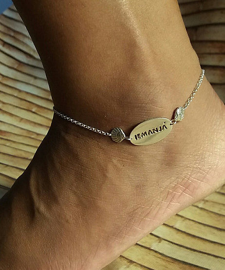 Miniatura: Pulseira e tornozeleira com placa nome de Yabá em prata - Oferenda