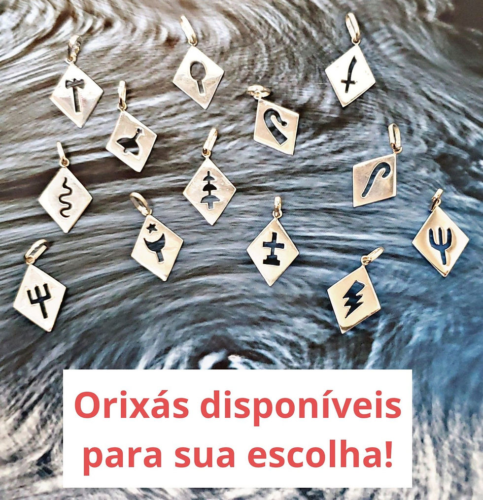 Miniatura: Escapulário de orixás em prata cravejado com zircônias - Portais
