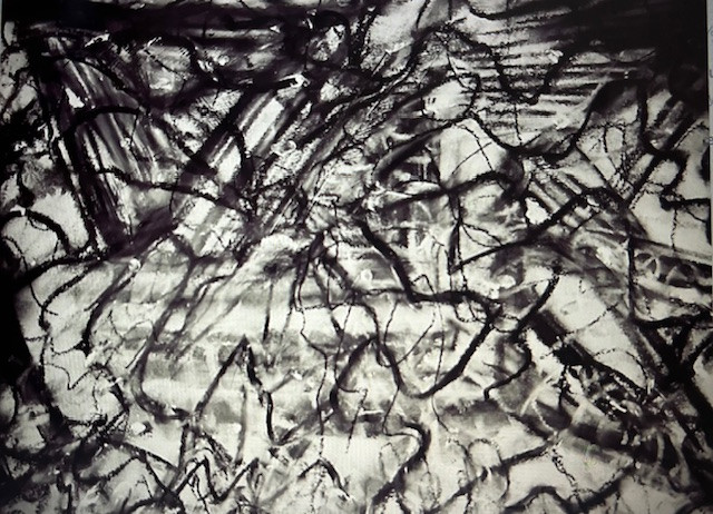 Thumbnail: a graphic art illustration of abstract or modern style, with charcoal and in black and white style