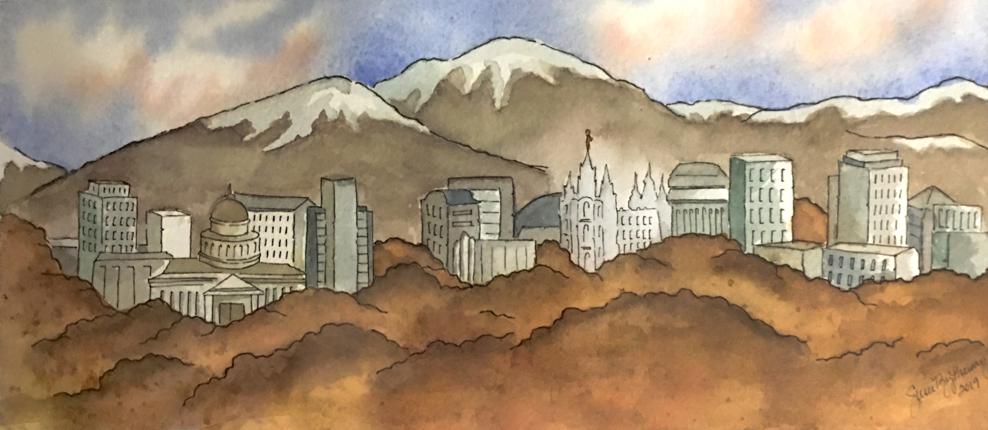 SLC Skyline in the fall