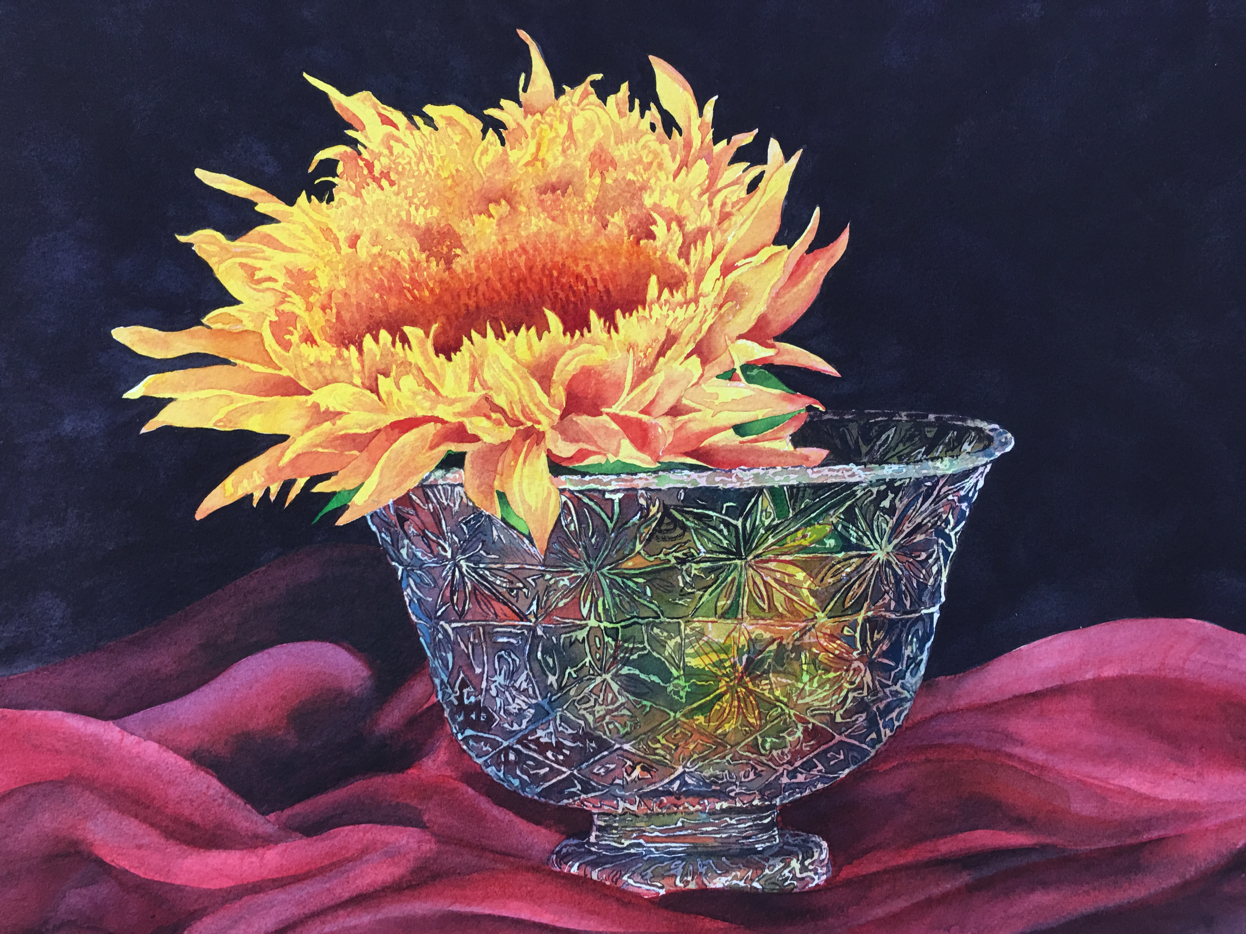 Sunflower in Crystal bowl