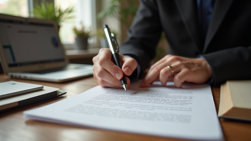 Eye-level view of a desk with editing tools and a manuscript