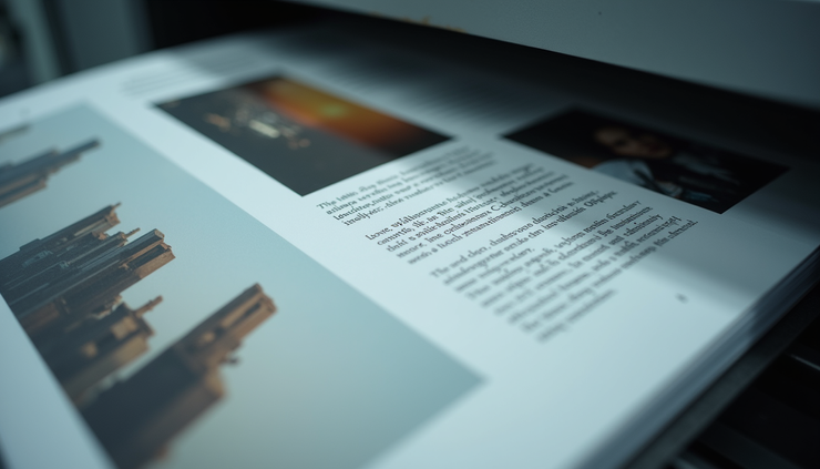 Eye-level view of offset printing press producing book pages